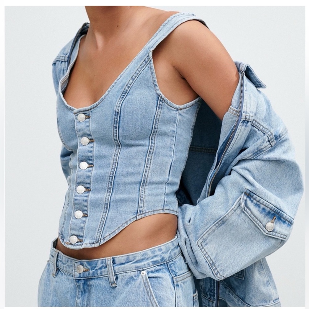 MESHKI Denim Corset Top